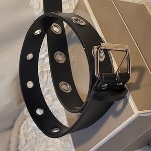 Belt Black With Silver Eyelets - Punk / Goth / Y2K.